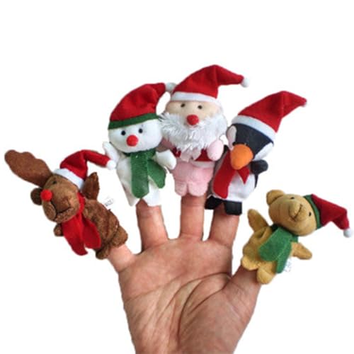 Títeres de dedo de Navidad con muñecas de Papá Noel y reno para fiestas de niños 4
