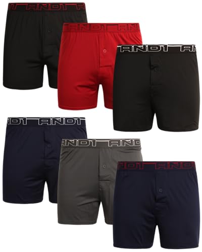 AND1 Mens Boxer Shorts - 6 Pack Performance Knit Boxers for Men with Fly - Lightweight Mens Underwear Boxers, 4