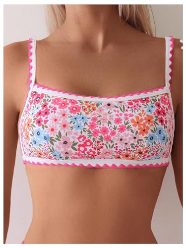 SOLY HUX Bathing Suit for Women Two Piece Floral Print Tie Back Swimsuit Bikini Sets3