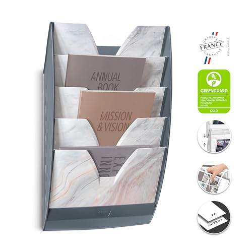 CEP Wand-Ordnungsmappe, 5 Fächer, vertikal, Format 24 x 32 cm, Wandbefestigung, Marmordruck, Rosa