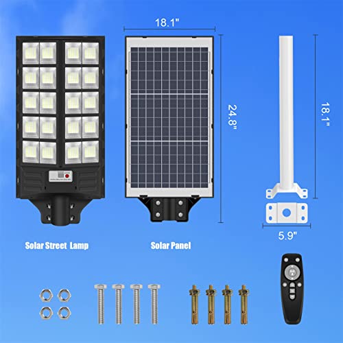 800W Solar Street Light, 50000Lm Ip66 Waterproof Solar Security Flood Lights Outdoor Motion Sensor, Dusk To Dawn Solar Led Light Lamp With Remote Control & Bracket For Garden,Yard, Path, Parking Lot #TOP4