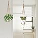LEWESU Jute Macrame Plant Hanger Indoor Set of 4 Hanging Planter Basket Flower Pot Holder with Decorative Wood Beads & No Tassels for Indoor Outdoor Boho Home Decor, 35 Inch Brown (Pots Not Included)
