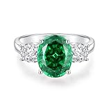 Tolldek Anillo de compromiso de oro amarillo Au750 de 18 quilates, anillo solitario clásico con laboratorio creado en rosa, zafiro verde, talla 47 – 65, Oro blanco 375 de 9 quilates, Laboratorio