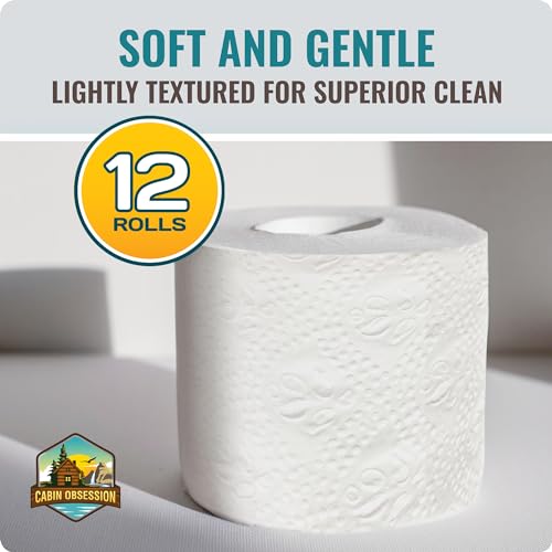 Image of RV Toilet Paper - 12 Pack Septic Safe Toilet Paper 2-Ply Quick Dissolving Camper Tissue Paper Septic Safe to Prevent Clogs - Perfect for Automotive RVs, Septic Tank Systems, Boats, and Camping