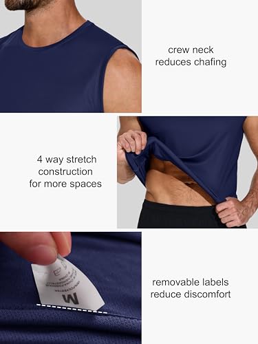 Men's 5 Pack Dry Fit Quick Dry Tech Performance Sleeveless T Shirts Mesh Workout Gym Muscle Running Tank Tops4