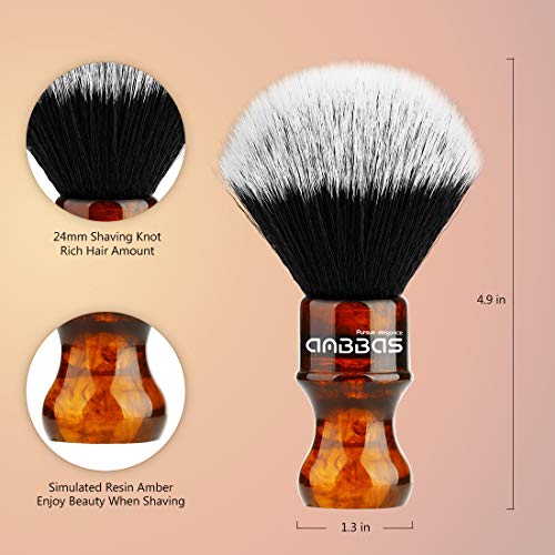Synthetic Badger Shaving Brush With Resin Handle Nylon Bristles Hair Anbbas Lathering Foam Brush For Men Travel Professional Wet Shaving(Amber,Knot: 24 Mm) #TOP2