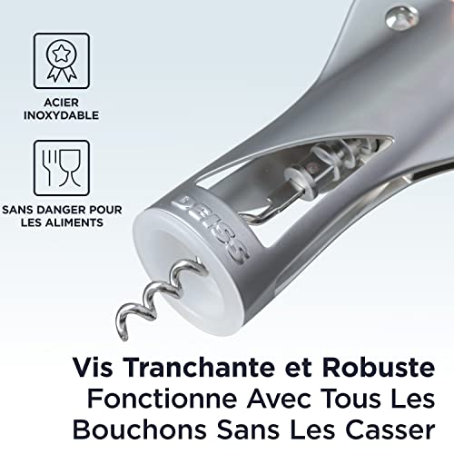 Deiss LUX Décapsuleur de Bouteille de Vin, Tire-bouchon à Ailettes Entièrement Métallique, Décapsuleur de Bouteille de Vin avec Décapsuleur de Bouteille de Bière Intégré - Tire-bouchon Ergonomique – vue 5