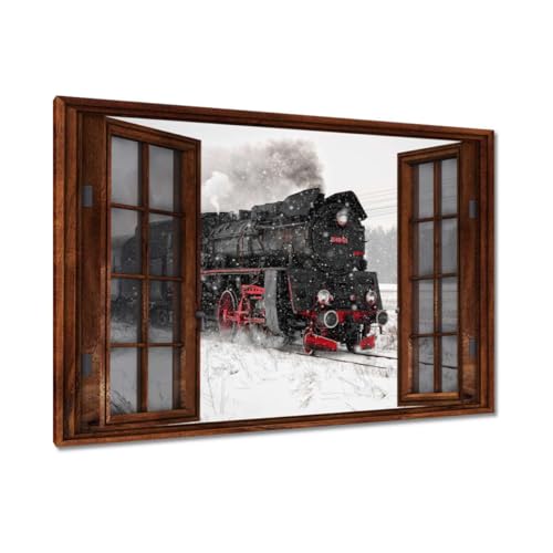 Tableau locomotive paysage d'hiver 120x80 cm toile imprimée Ol49-59 H639Z