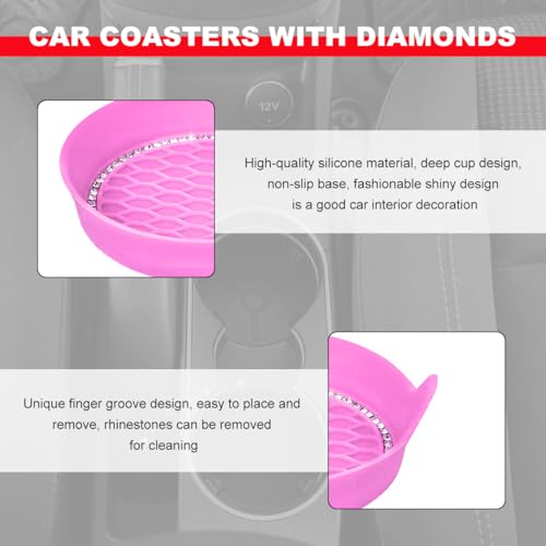Juego 4 portavasos de silicona para auto, color rosa miniatura 3