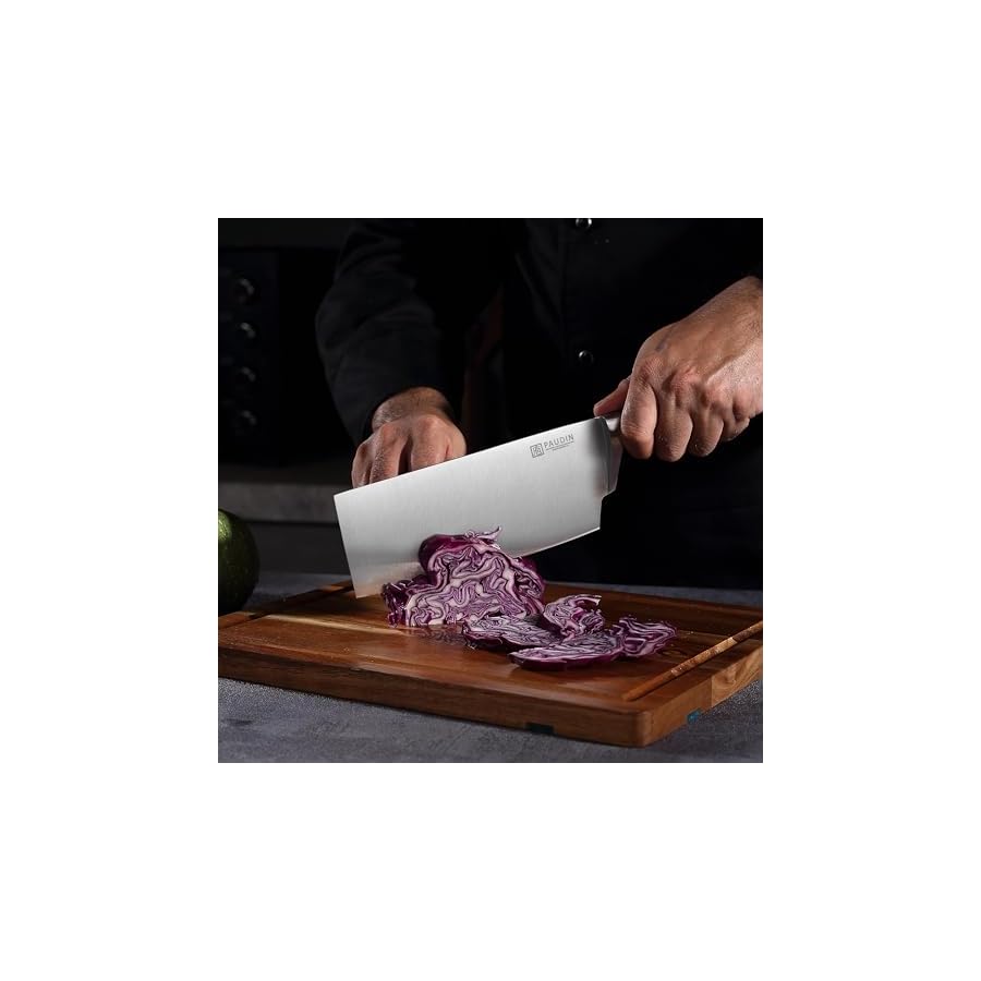 PAUDIN-Cleaver-Knife-Switzer-Chinese-Chef-Knife-7-Inch-High-Carbon-Stainless-Steel-Butcher-Knife-with-ABS-Handle-Kitchen-Knife-for-Meat-Cutting-Vegetable-Slicing PAUDIN Cleaver Knife, Switzer Chinese Chef Knife 7 Inch, High Carbon Stainless Steel Butcher Knife with ABS Handle, Kitchen Knife for Meat Cutting Vegetable Slicing