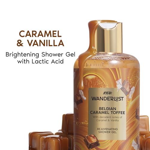 Image of Nykaa Wanderlust Belgian Caramel Toffee Brightening with Lactic Acid| Gentle Cleanser for Nourished, Refreshing Skin | 250ml | Paraben-Free & Vegan
