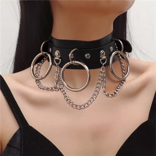Dumcondy 4Pcs Halloween Cool Steampunk Love Heart Shaped Gothic Goth Punk Rock Rivet Spike Studded Pu Leather Choker Collar Necklace Sets For Women Lady Girl Adjustable Cosplay Jewelry Night Club thumb #1
