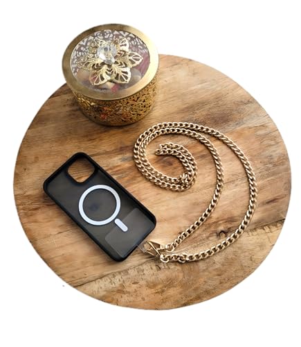 Ancile ® Cable / Cadena de Teléfono Móvil [120 cm Todos Teléfonos] Dorado Oro Correa Manos Libres para Teléfono Móvil/Bolsa Adaptador Gratis… (Dorado)