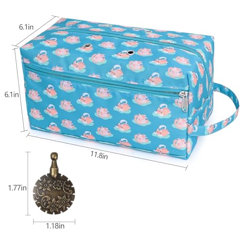 Meitward Crochet Bag with Thread Cutter, Portable Knitting Bag Yarn Storage Organizer for Crochet Hooks, Knitting Needles and Other Accessories, Gift for Mom Women - Thumbnail 5