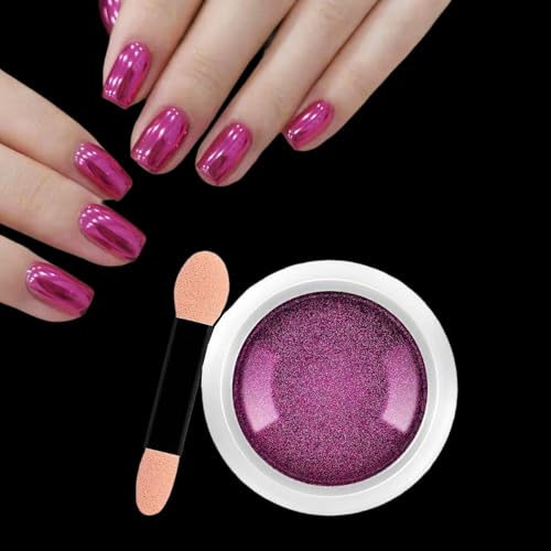 GZMAYUEN Poudre Chrome Ongle, Rose Rouge Effet Miroir Métallique Holographique Chrome Nail Powder Pigment for Decoration Ongles Nail Art
