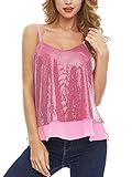 SATINIOR Christmas Women Sequin Tank Tops Sparkly Sequin Camisole Tops Glitter Sequined Vest Christmas Party (,) Pink