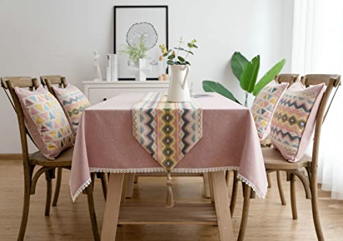 Chemin de table rose en polyester texturé long de 200 cm WXKAGF