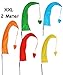 Produktbild Unbekannt 3 Stück: XXL - 2,2 m - Windfahne / Balifahne - Bunte Farben - mit Fahnenstange - Windrichtungsanzeige - aus Nylon / Flagge Windrichtungsanzeiger - für Außen -..