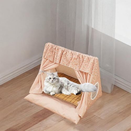 Image of CALANDIS Cat Tent House Creative Summer Breathable Window Pet Bed Dog Tent for Kitten Pink | Beds | Cat Supplies