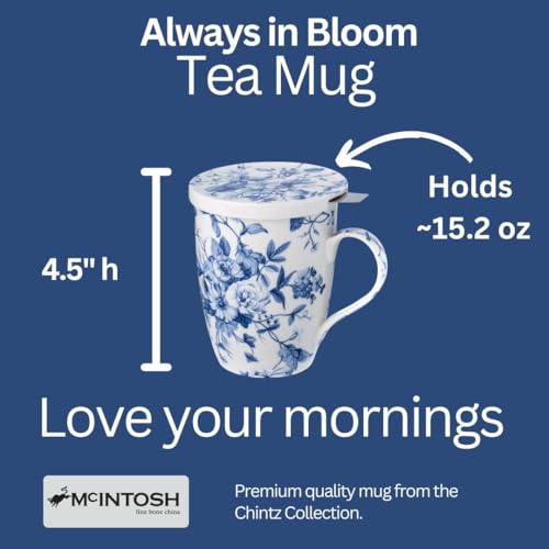 Taza de té Always In Bloom de porcelana fina con infusor y tapa miniatura 4