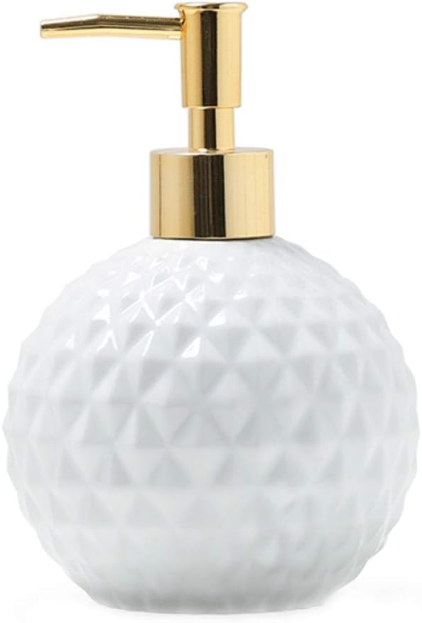 White Ceramic Soap dispensers,Bathroom Accessories Set 3/4/5-Piece Geometric Bathroom Set Includes Lotion Dispenser Pump,Tumbler,Soap dispensers