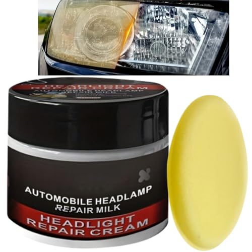 120ml Headlight and Headlamp Restoration Kit,Deep Cleaning Scratch Repair Liquid with Sponge,Automotive Headlight Lens Restorer,Headlight Repair Polish,Removes Oxidation and Renews Yellowing Headlight