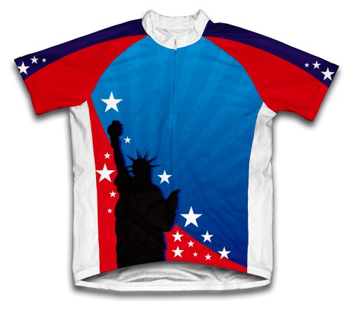 ScudoPro Lady Liberty Short Sleeve Cycling Jersey for Youth - Size S Blue