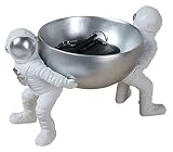 HANDIYA Sculpture Artisanale Sculpture de résine Astronaute Figure Statue Accueil Décoration Artisanat Ornements Key Stockage Boîte Spaceman Snacks Schéman Fruit Plateaux Figurines (Color : Silver)