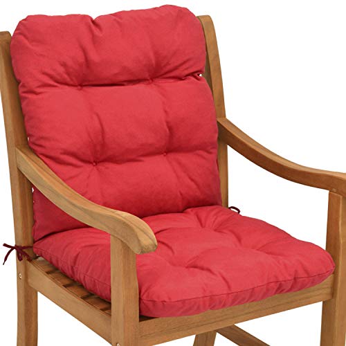 Beautissu Coussin Exterieur Jardin Flair NL - Coussin Chaise Jardin pour Chaise, Fauteuil ou transat de Jardin, terrasse ou Balcon - 100x50x8cm - Dossier Standard – Rouge