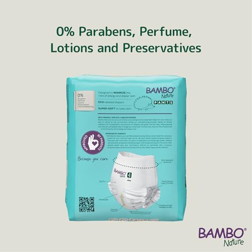 Bambo Nature Premium Baby Pants Diapers for Baby Large Size (7-12 Kgs) Super Absorbent, Breathable, Extra Soft, Dermatologically Tested, Hypoallergenic Infant Nappies With Wetness Indicator, 100 Count