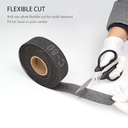 Image of SCOTTCHEN Sanding Rolls /Plumbing Sanding Cloth 1-1 /2 inch x 11yd (33 ft) / Plumber's Double Side Open Mesh /Silicon Carbide Grit #80-1Roll