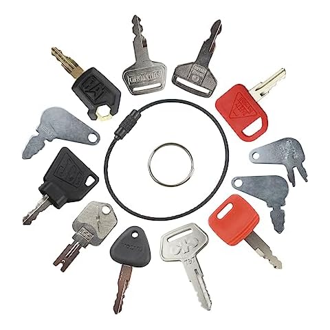12 Heavy Equipment Key Set Replacement for Caterp-illar JD Bob-cat Hy-Ster Komat-su Forklifts Excavators Ca-se Do-zers Cover