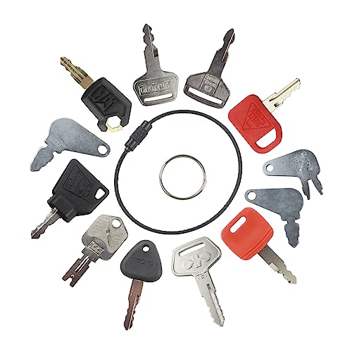 12 Heavy Equipment Key Set Replacement for Caterp-illar JD Bob-cat Hy-Ster Komat-su Forklifts Excavators Ca-se Do-zers