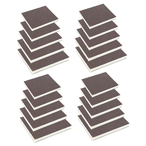 Cabilock 20 Pcs Double Sided Sponge Sanding Pads Versatile Sandpaper Block for Polishing Furniture and Kitchen Equipment Includes Grits for Optimal Results