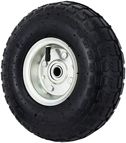 2x10" 3.50-4 Pneumatic Wheelbarrow Wheels Pneumatic Sack Truck Trolley Wheel Puncture Proof Tyre Complete for Garden heavy duty Trolley Barrow Trailer Truck Black Solid Replacement Wheelbarrow Wheel