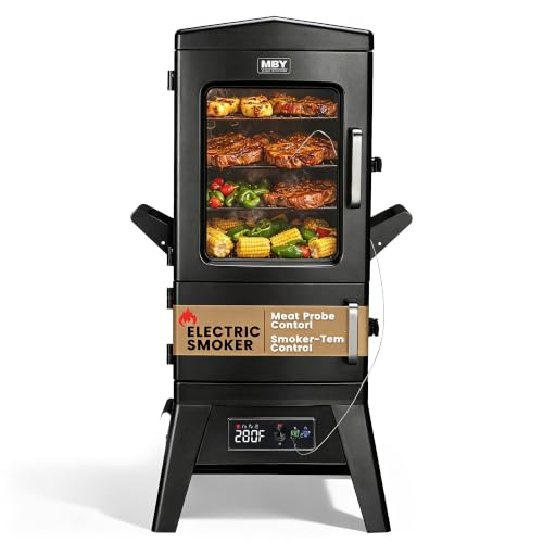 Electric Smoker with Cover, LED Display Build in Meat Probe Large Capacity...