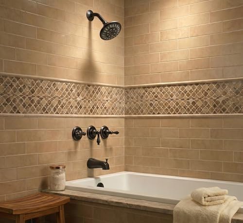 Grifo de bañera y ducha de 3 manijas - Acabado bronce aceitado | Diseño de 3 manijas | Combinación para bañera y ducha | Ducha con múltiples configuraciones miniatura 3