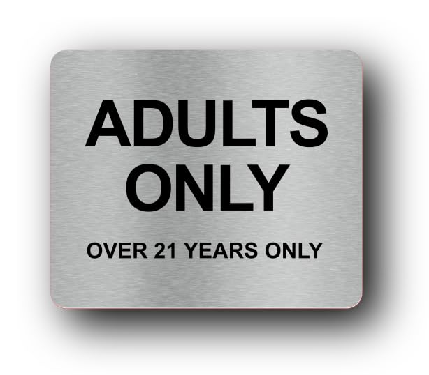 Panneau ADULTS ONLY rigide au fini argent métallisé pour établissements sélectifs