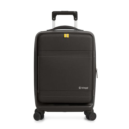 BIAGGI Runway Hybrid Carry-On Luggage - Polycarbonate Shell, Lightweight Expandable Travel Bag, Expandable, TSA-Approved(Black)