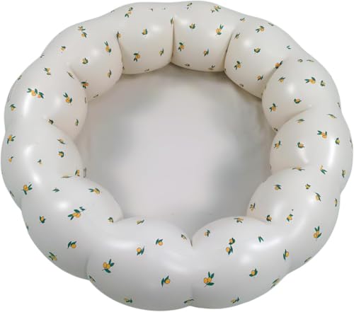 Vinebeautifulベビー用バスチェア バスチェア ベビーチェア 抗菌 品質保証 丈夫な安全素材 ポンプ内蔵コンパクト おしゃれ 水切れ 程よいふんわり 折りたたみ 収納便利 空気椅子 お座り練習チェア 出産祝い (オリーブの花)