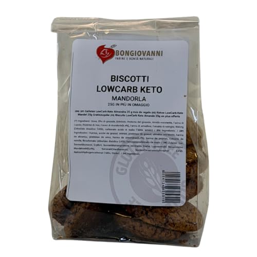 Bongiovanni Bontà Naturali Galletas Keto bajas en carbohidratos – 125 g – Sabor almendra