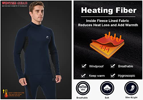 MeetHoo Men's Thermal Underwear Set Sport Long Johns Base Layer Bottom Top for Skiing Running - Thumbnail 4