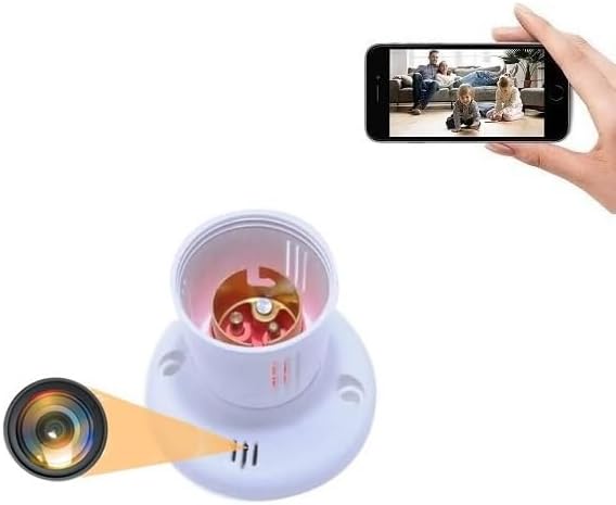 SAFETY NET, SPY Camera Hidden Bulb Holder Camera with Wi-Fi Spy Camera Hidden Camera HD 1080P for Home Security Secret Camera Support Up to 32GB SD Card,White