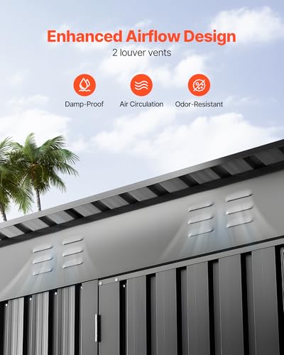 VEVOR Metall Gerätehaus, Geräteschuppen mit abschließbarer Tür & 2 Lüftungsschlitzen, Gartenhaus zur Außenaufbewahrung für Hinterhof, Garten, Terrasse, Fahrrad, 1533x876x1815 mm