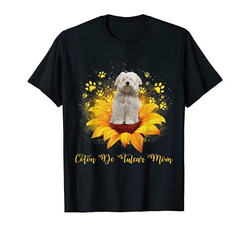 Coton De Tulear Mom Sunflower With Dog Paw Mother's Day T-Shirt for Men Women Kids