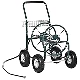 Outsunny Dévidoir sur Roues 70 m - dévidoir métal - dévidoir Chariot - Enrouleur Tuyau d'a...