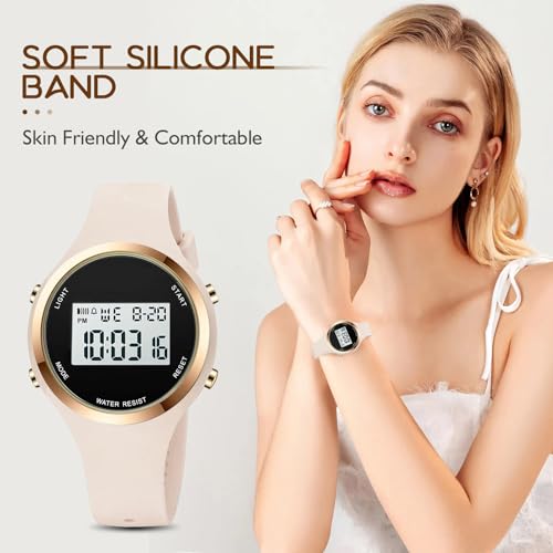 Image of XCZAP Outdoor Sport Watches Alarm Clock Waterproof LED Digital Watch (O-Off White-01)