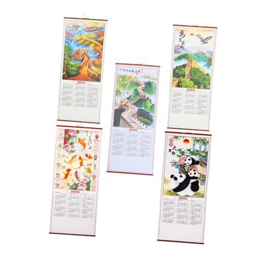 OSOLADY 5個年 蛇年 掛軸 壁掛けカレンダー 省スペース設計 多機能装飾 家 オフィス向け