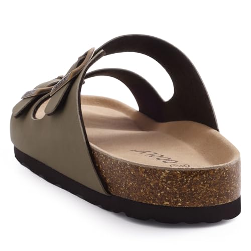 Image of ODOLY Unisex Comfortable Cork Footbed Slide Sandals with Arch Support | Adjustable Buckle, Lightweight Summer Sandals for Travel and Everyday Wear
