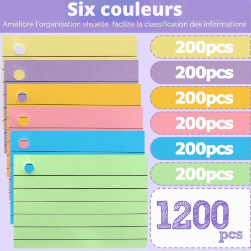 Siumir Lot de 1200 Flashcard, impression recto-verso, cartes d'apprentissage A8, avec couverture en kraft et anneau en vrac, 6 couleurs, adaptées pour les bureaux, les écoles (7,4 x 5,2 cm） – vue 4